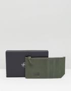 Saville Row Leather Long Card Holder With Metallic Inner - Green