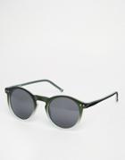 Asos Round Sunglasses In Green Ombre - Green