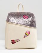 7x Glitter Backpack With Logo Patches - Multi