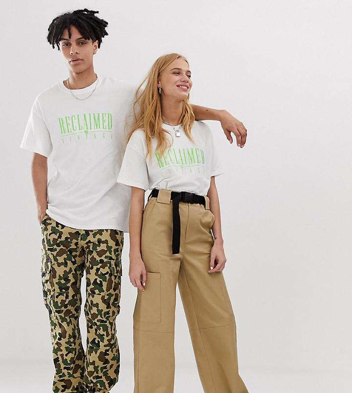 Reclaimed Vintage Unisex T-shirt With Tonal Embroidered Logo-green