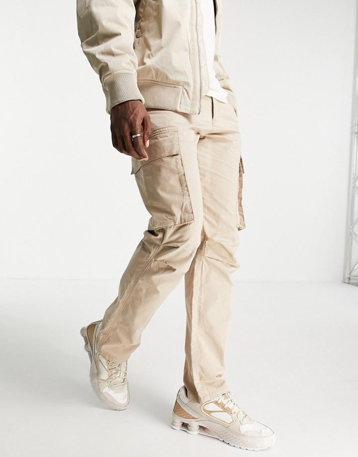 Topman Straight Cargo Pants In Stone-neutral