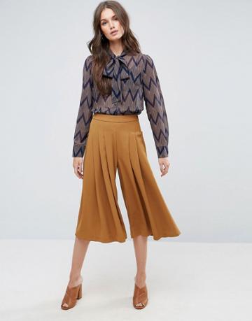 Y.a.s Cama Wide Leg Culottes - Brown