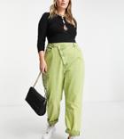 River Island Plus High Waisted Acid Wash Mom Jeans In Bright Green
