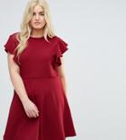 Praslin Dress With Frill Sleeves - Red
