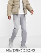 Asos Design Original Fit Jeans In Gray With Abrasions