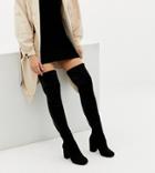 Asos Design Wide Fit Extra Wide Leg Kadi Heeled Over The Knee Boots - Black