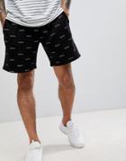 Boohooman Shorts With Man Print In Black - Black