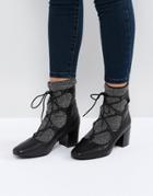 Sol Sana Cupid Black Leather Glitter Ghillie Boots - Black