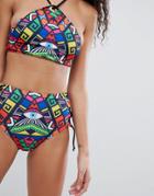 Jaded London Eyelet Print High Waist Bikini Bottom - Multi