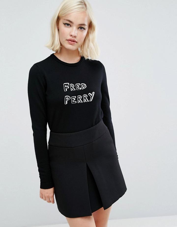 Fred Perry Bella Freud Logo Knit Sweater - Black