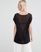 Selected Niva T-shirt With Sheer V Back - Black