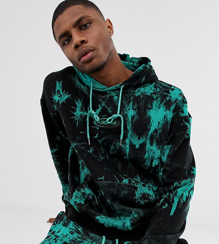 Agora Oversized Hoodie In Tie-dye-black