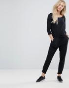 J.d.y Relaxed 3/4 Sleeve Jumpsuit - Black