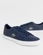 Lacoste Lerond Sneakers In Navy Leather
