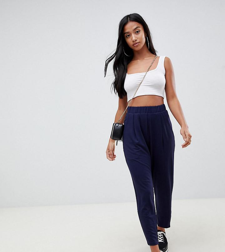 Asos Design Petite Ultimate Jersey Peg Pants-navy
