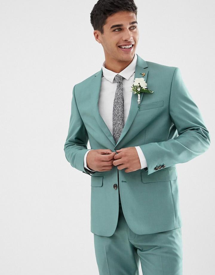 Farah Henderson Skinny Fit Suit Jacket In Green