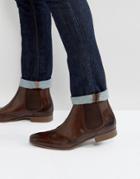 Asos Chelsea Brogue Boots In Brown Leather - Brown