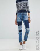 Noisy May Tall Girlfriend Patchwork Jeans - Blue