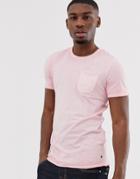 Jack & Jones Originals Pocket T-shirt With Raw Edge - Pink