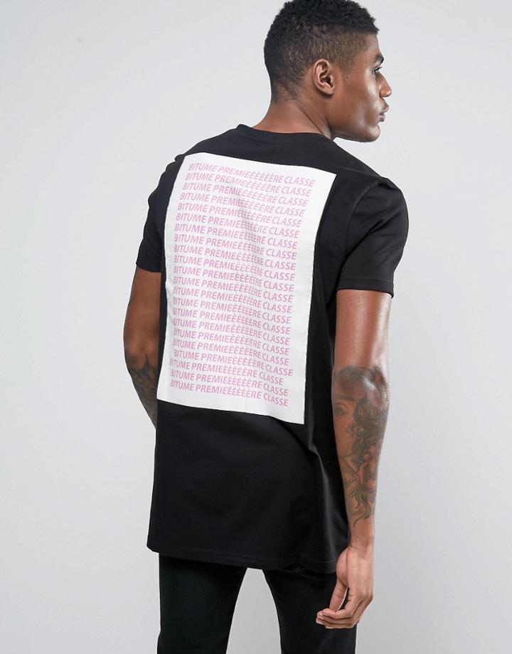 Asos Longline T-shirt With Premiere Classe List Back Print - Black