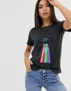 Noisy May Command Spaceship Print T-shirt - Black