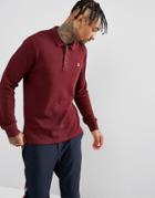 Fila Vintage Long Sleeve Polo Shirt In Burgundy - Red