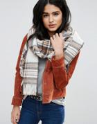 Pieces Long Checked Scarf In Moonbeam - Multi