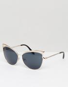 7x Structured Frame Cat Eye Sunglasses - Gold