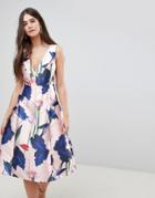 Ax Paris V Neck Floral Prom Dress-pink