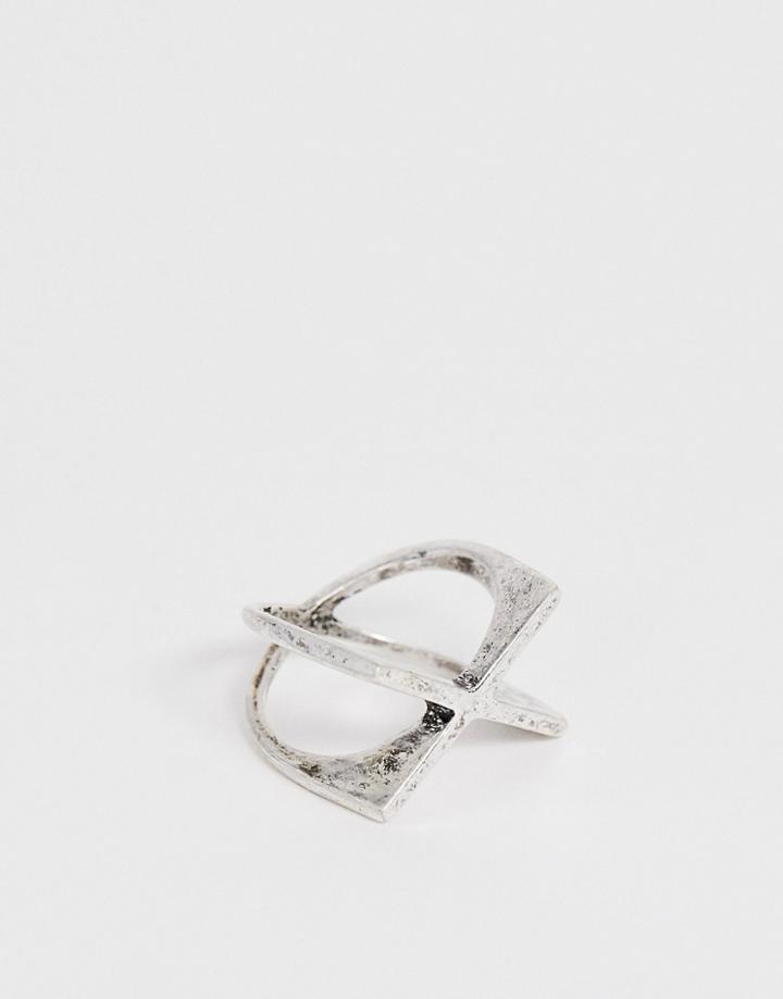 Icon Brand X Shape Ring In Silver - Silver