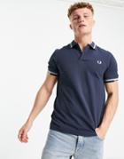 Fred Perry Abstract Tipped Polo In Navy