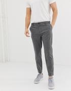 Bershka Skinny Check Pants In Gray - Gray