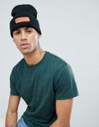 Hype Beanie With Patch Logo In Black - Black