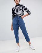 Asos Balloon Leg Jeans In Dark Wash Blue - Blue