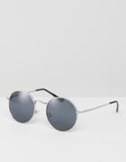 Asos Small 90s Metal Round Sunglasses - Silver