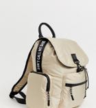 Bershka Zip Detail Backpack In Beige