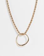 Topshop Molten Open Circle Pendant Necklace In Gold