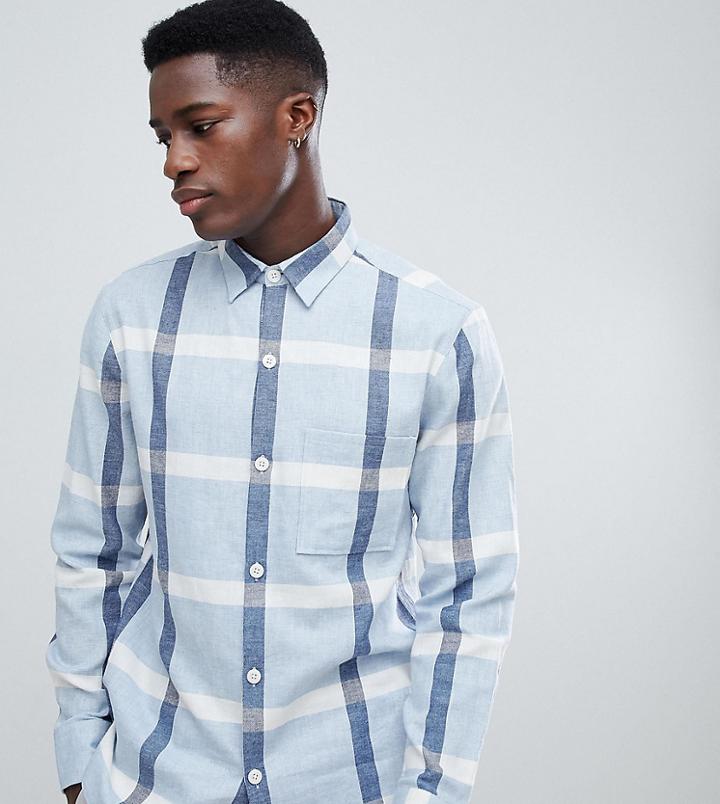 Noak Oversized Shirt In Blue Check - Blue