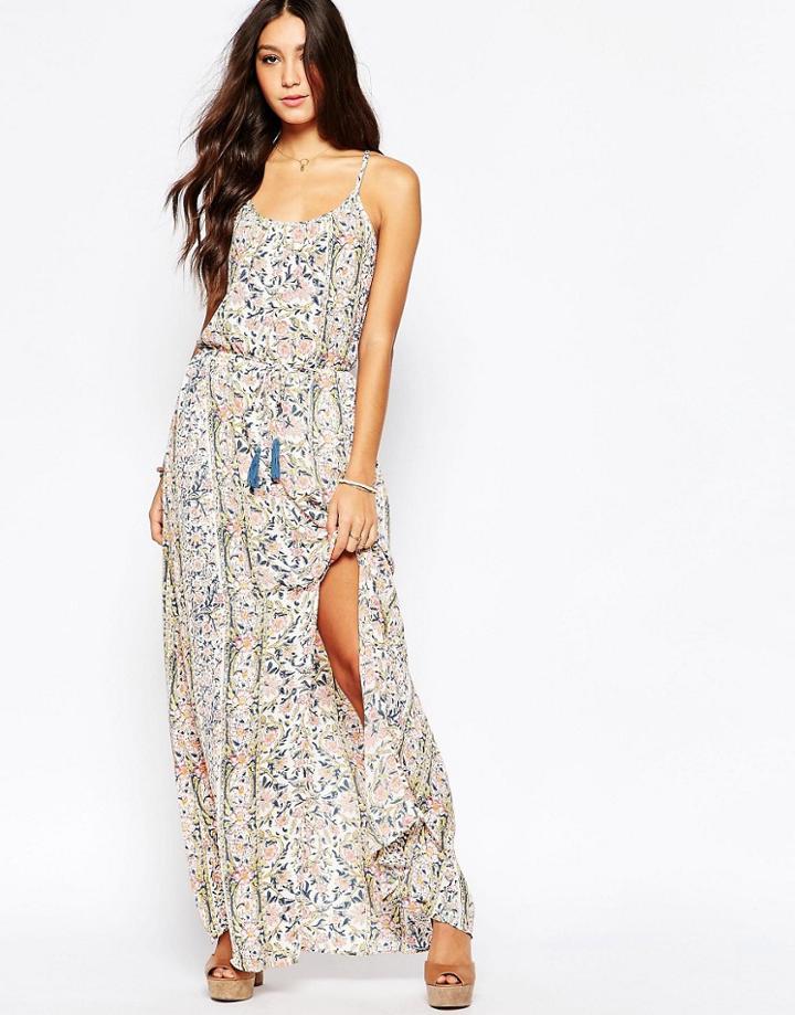 Pepe Jeans Floral Maxi Dress With Tassel Belt - Multi