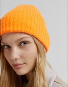 Bershka Chunky Yarn Beanie Hat In Bright Orange