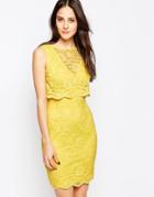 Jessica Wright Lucia Lace Overlay Dress - Yellow