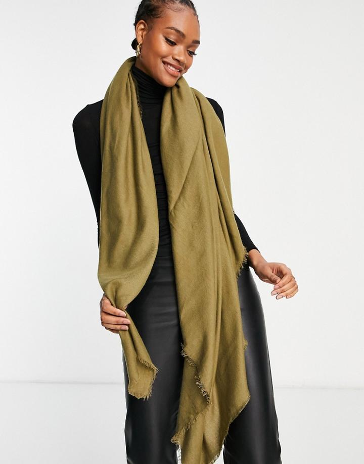 Asos Design New Recycled Square Lightweight Scarf In Khaki-green