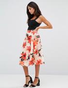 Wal G Floral A Line Midi Skirt - Multi