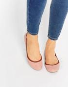 London Rebel Contrast Trim Ballerina Shoes - Nude