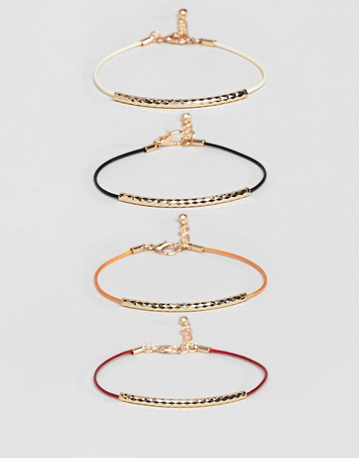 Asos Design Ditsy Bracelet Pack In Gold - Gold