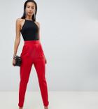 Asos Design Tall High Waist Tapered Pants - Red