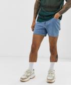 Asos Design Denim Shorts In Shorter Length In Blue - Multi