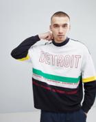 Asos Design Oversized Long Sleeve T-shirt With Color Block And Detroit Print - Multi