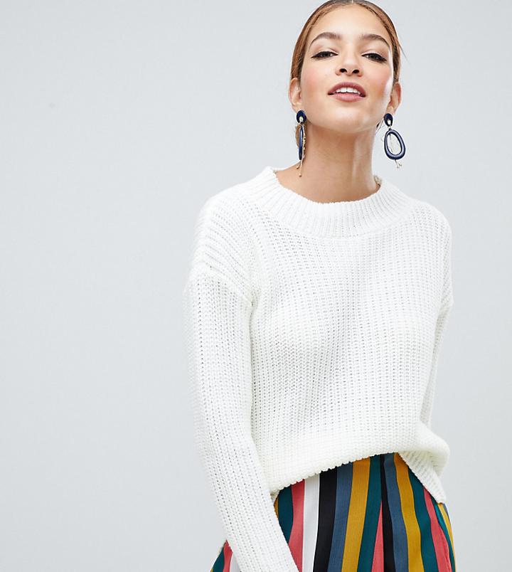 Boohoo Basic Crew Neck Sweater In White - Beige