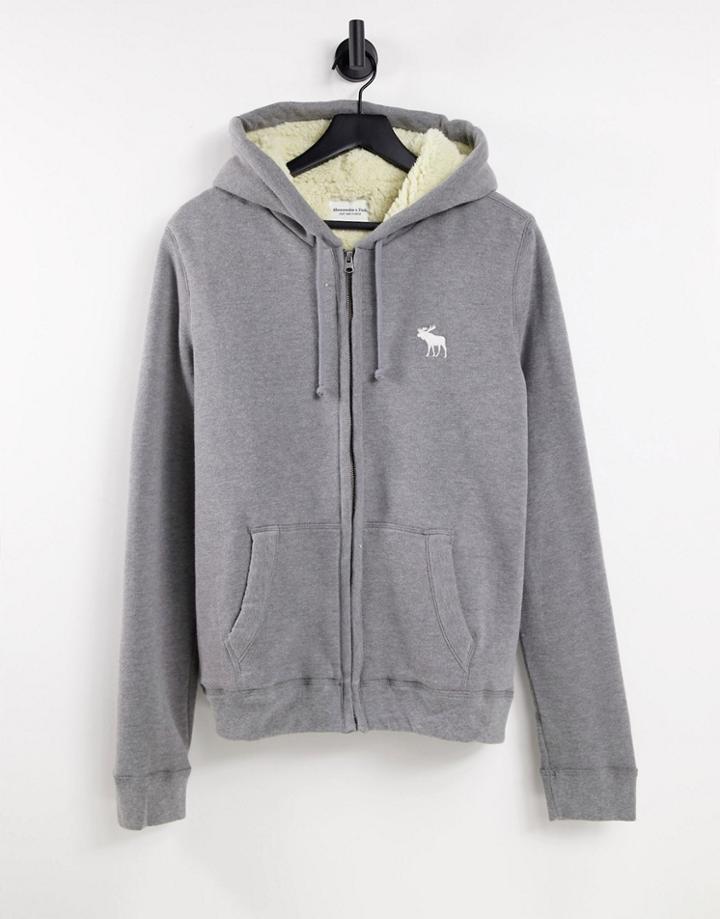 Abercombie & Fitch Fleece Lined Hoodie In Gray
